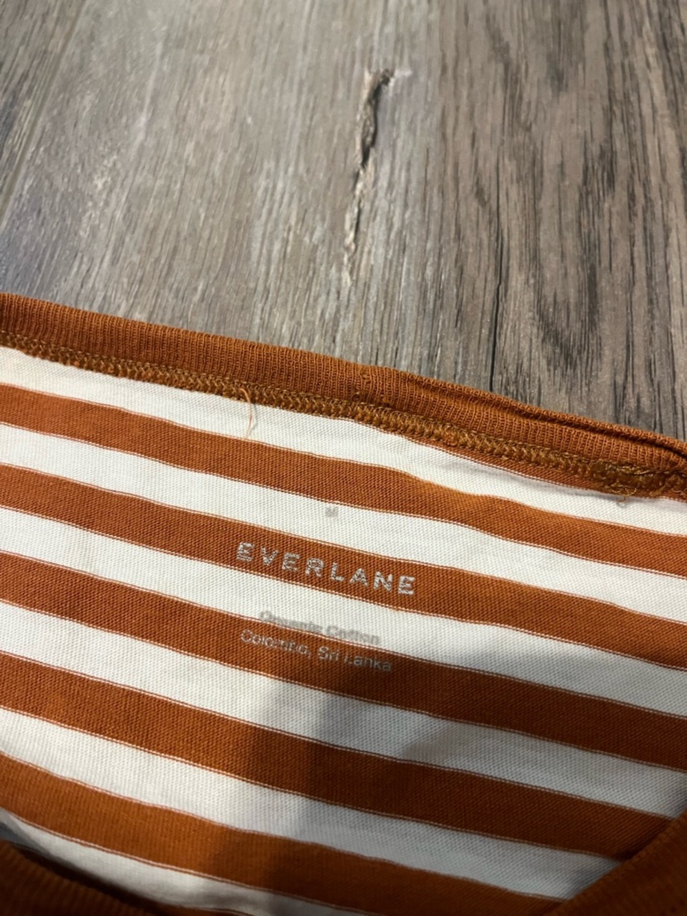 Everlane The Organic Cotton Box-Cut Pocket Tee Split Stripe Orange White - Picture 4 of 6